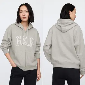 GAP Women Relaxed Logo Zip Hoodie - Comfortable Fleece, Everyday Wear, Soft & Cozy, Perfect for Casual Outfits