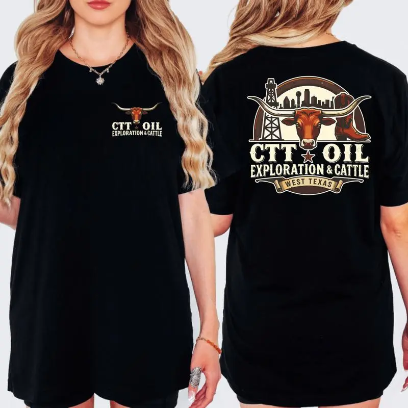 CTT Oil Exploration & Cattle T-Shirt, Hoodie,Sweatshirt Unisex Graphic Oilfield Ranch Landman Inspired Workwear Tee
