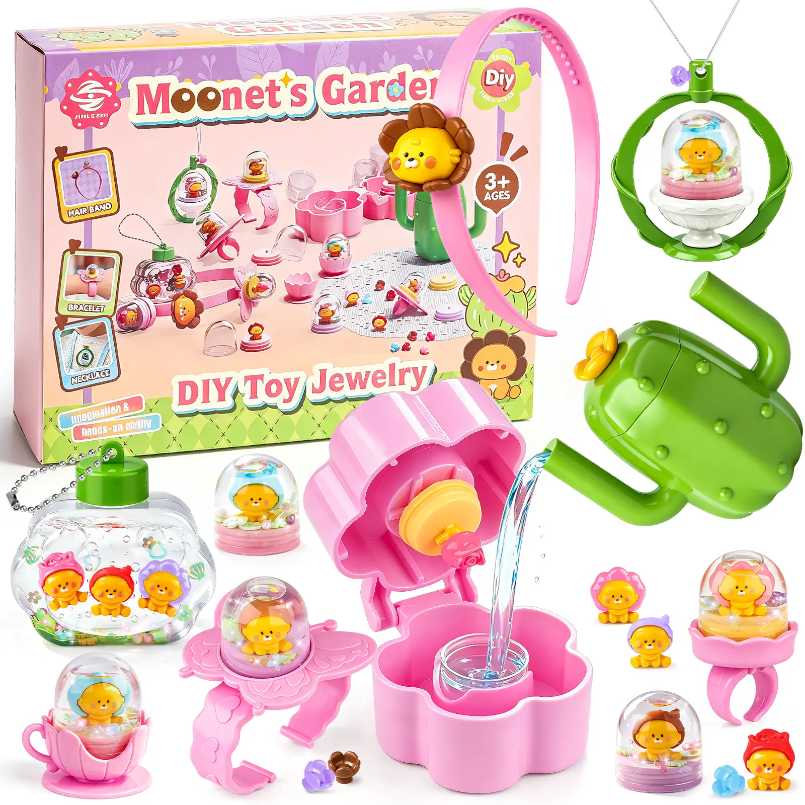 DIY Jewelry Making Kit for Kids toy, Garden Theme Craft Rings Bracelets Necklaces & Hair Accessories, Crystal Girls toy Cute Accessories Creative Toy Birthday Gift for Kids Ages 3+