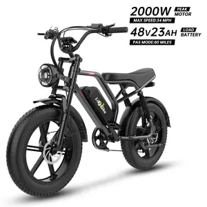 【Likebike UM1 Plus】All-Terrain 2000W Peak Electric Bike - 34MPH 60-80 Miles Range, 48V 23AH UL-Certified Removable Battery, Full Suspension & 20" Fat Tires for City & Off-Road, Hydraulic Brakes & NFC Unlock, Great for Mountain Beach Commutes