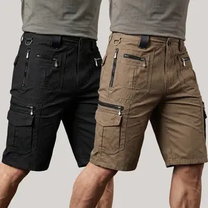 Men’s 2-Pack Tactical Cargo Shorts, Breathable Quick-Dry Work Shorts, Multi-Pocket Design with Zippered Pockets for Outdoor Activities, Men's Cargo Shorts