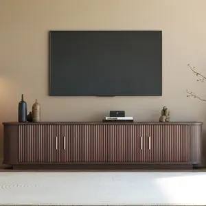 TV Stand 70 Inch for TVs up to 80" for Living Room, Modern Entertainment Center with Storage Shelf & Cured Corners, Dark Brown