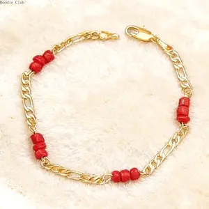 14K Gold Plated Natural Garnet Beaded Bracelet for Women, Wine Red Gemstone Minimalist Jewelry, Adjustable Birthstone Luck Protection Chain Bracelet, Lightweight Elegant Daily Wear Accessory, Gift for Her Birthday Holiday Spring Summer Outfit Styling