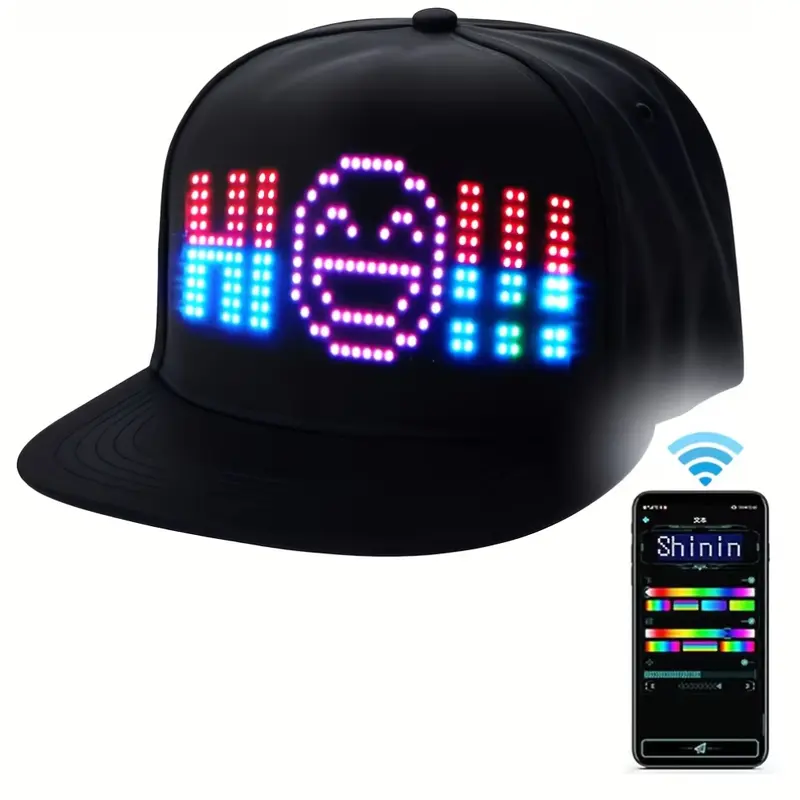 LED Cap with Wireless Control for Messages And Images - Stylish Glowing Baseball Hat Accessories