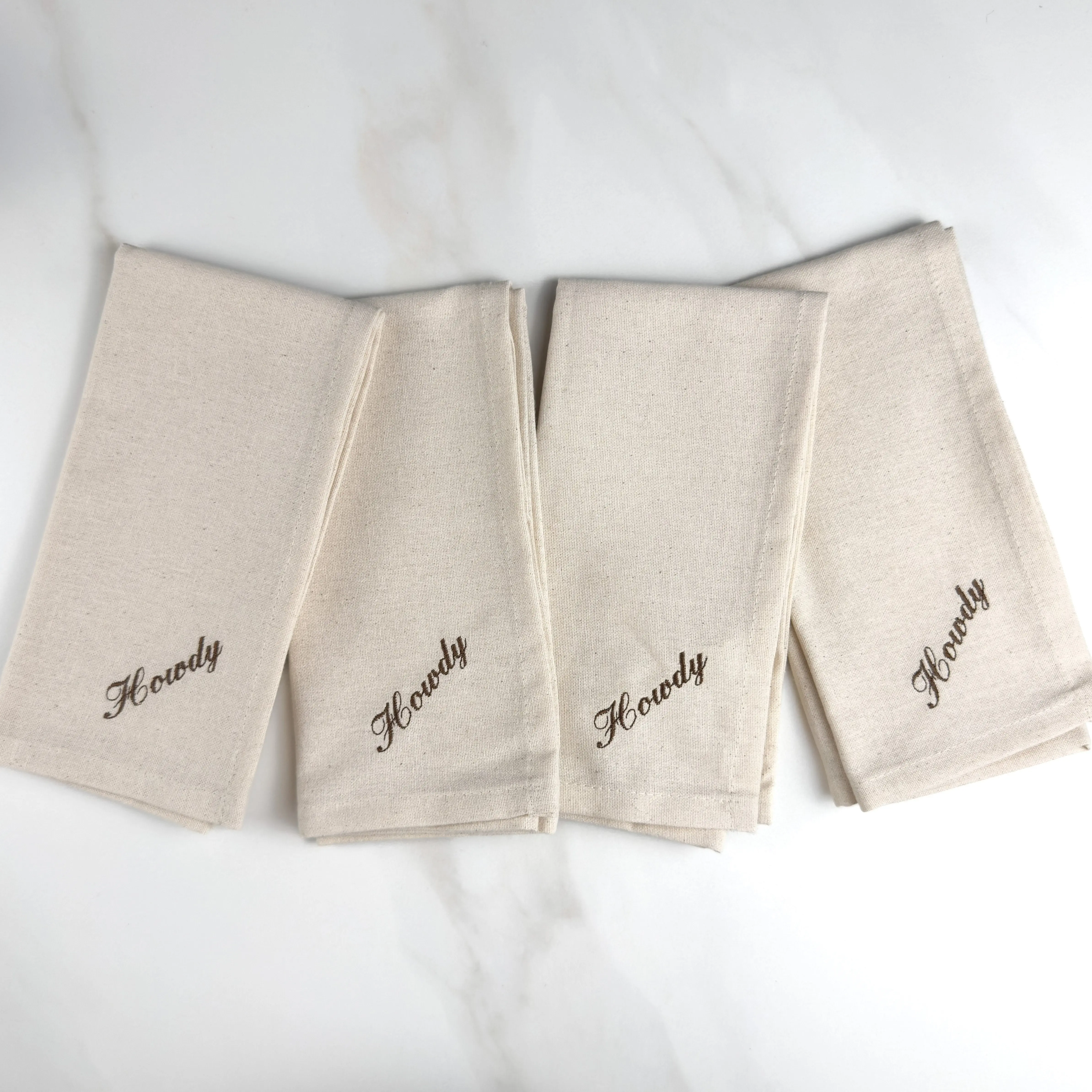 "Howdy" Embroidered Dinner Napkins