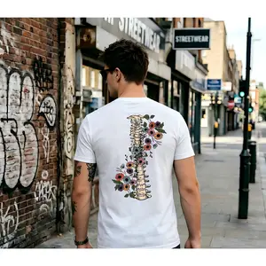 Cotton Unisex T-Shirt - Dual-Sided GROW THROUGH IT & Floral Print, Retro Vintage Loose Fit Short Sleeve Top for Men & Women, Spring Summer Casual Wear boyfriend  tees crewneck graphic men gift sleeve t-shirt short-sleeved funny comfy menswear letter