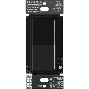 Lutron Sunnata RF PRO LED+ Touch Dimmer for RA3 Systems, Phase Selectable, LED/ ELV/ MLV, Neutral Required, 120V, RRST-PRO-N-BL, Black
