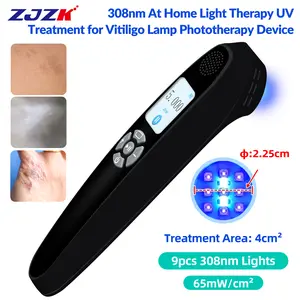ZJZK 9 Diodes 308nm UVB Excimer Phototherapy Device, 65mW/cm² High Energy Density, Handheld Blue Light Skin Treatment, Targeted Therapy for Vitiligo, Psoriasis, Eczema, Atopic Dermatitis, Portable Home Use for Skin Disorders