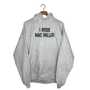 I Miss Mac Miller Custom Embroidered Ash Gray Hoodie