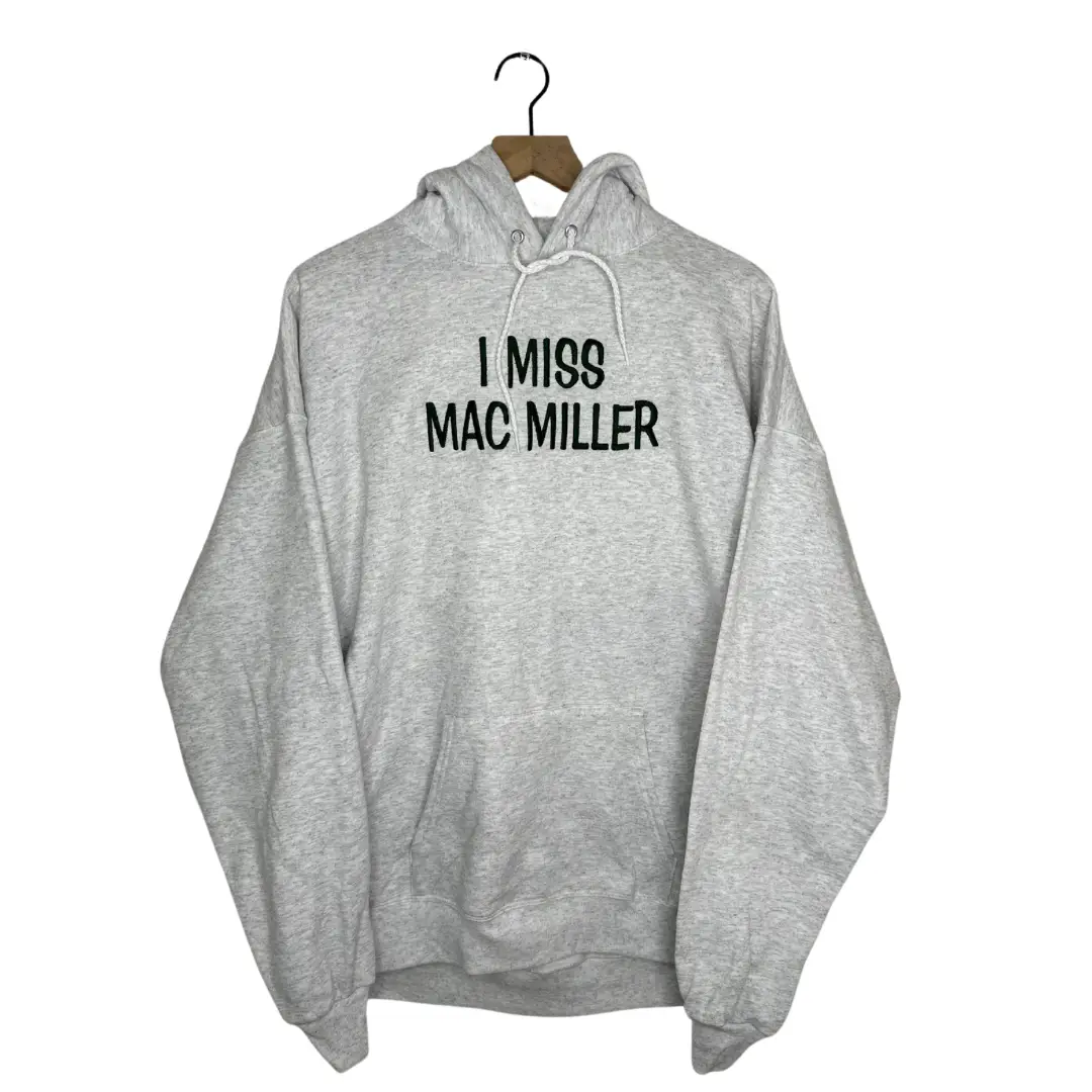 I Miss Mac Miller Custom Embroidered Ash Gray Hoodie