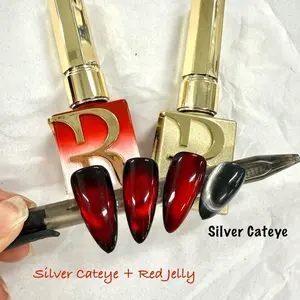 Combo Red Jelly + Moon Silver Cateye Gel Polish - 15ml