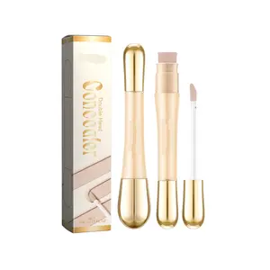 Dual-head Concealer Stick (Natural Shade) Lightweight Complexion Concealer Stick Brightens Skin Tone, Waterproof and Sweat-resistant for Three-dimensional Contouring and Concealing