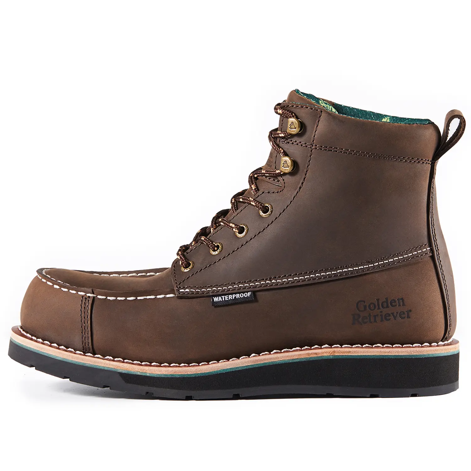 Golden Retriever Footwear ArmorFlex 6-Inch Crazy Horse Leather Safety Work Boots, Lightweight Composite Toe, Waterproof & Wide Fit, Work & Safety Footwear, Multifunctional, Laces, Outdoors, All Weather Grip, Antimicrobial, Breathable Safety Workboots