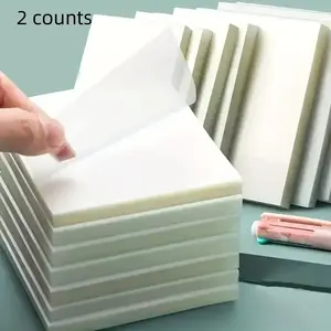 Transparent Sticky Note Pad, 2 Counts 50 Sheets Clear Sticky Note, Memo Pads for Home & Office Use, Office Supplies
