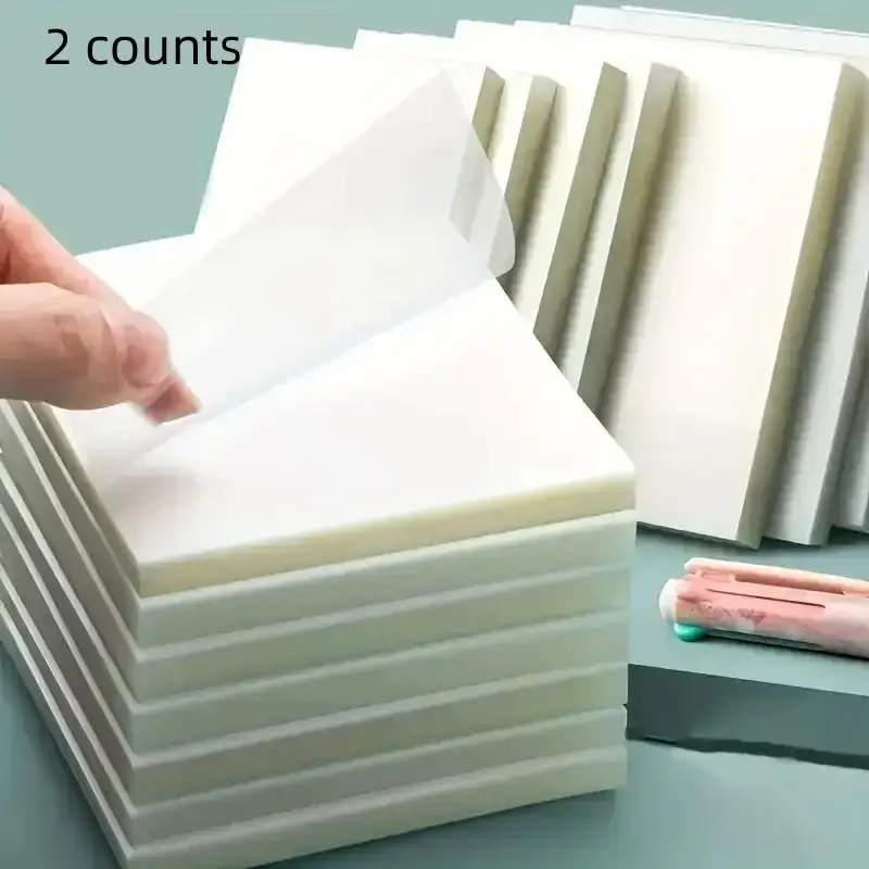 Transparent Sticky Note Pad, 2 Counts 50 Sheets Clear Sticky Note, Memo Pads for Home & Office Use