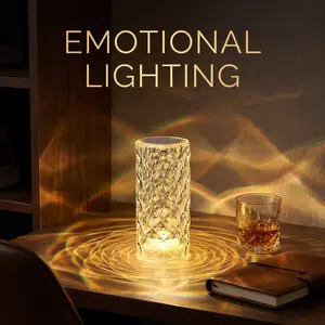 Crystal Diamond Desk Lamp| Touch controlled 16 color Wave Night Light for Bedroom and Living Room