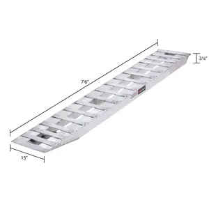 7' 6" L X 15' W Aluminum Car Trailer Ramps, Hook End, Knife Foot - 7,000 lb. Per Axle (Sold in Pairs)