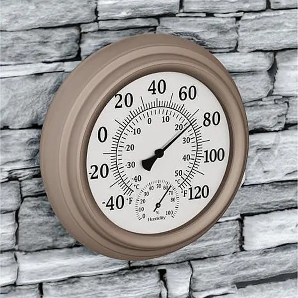 Nature Spring Silver Clock Thermometer Hygrometer - Silver Nature Spring Silver Clock Thermometer Hygrometer - Silver