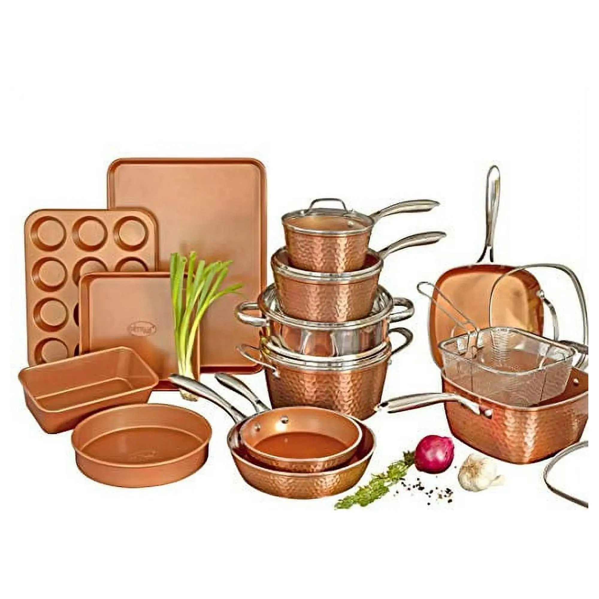 Gotham Steel Hammered 20 Piece Nonstick Cookware Bakeware Set Gotham Steel Hammered 20 Piece Nonstick Cookware Bakeware Set