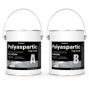 POURLA UltraShield Polyaspartic Top Coat 2 Gallon Kit – 1:1 Mix, Fast-Cure Industrial Clear Gloss, UV-Stable High-Durability Coating for Garage, Basement & Concrete Floors