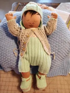 Elijah Vance ONE OF A KIND Cloth Doll - 20 Inch Hand Painted Baby with Custom Knit Set, Additional Outfit & Certificate of Authenticity