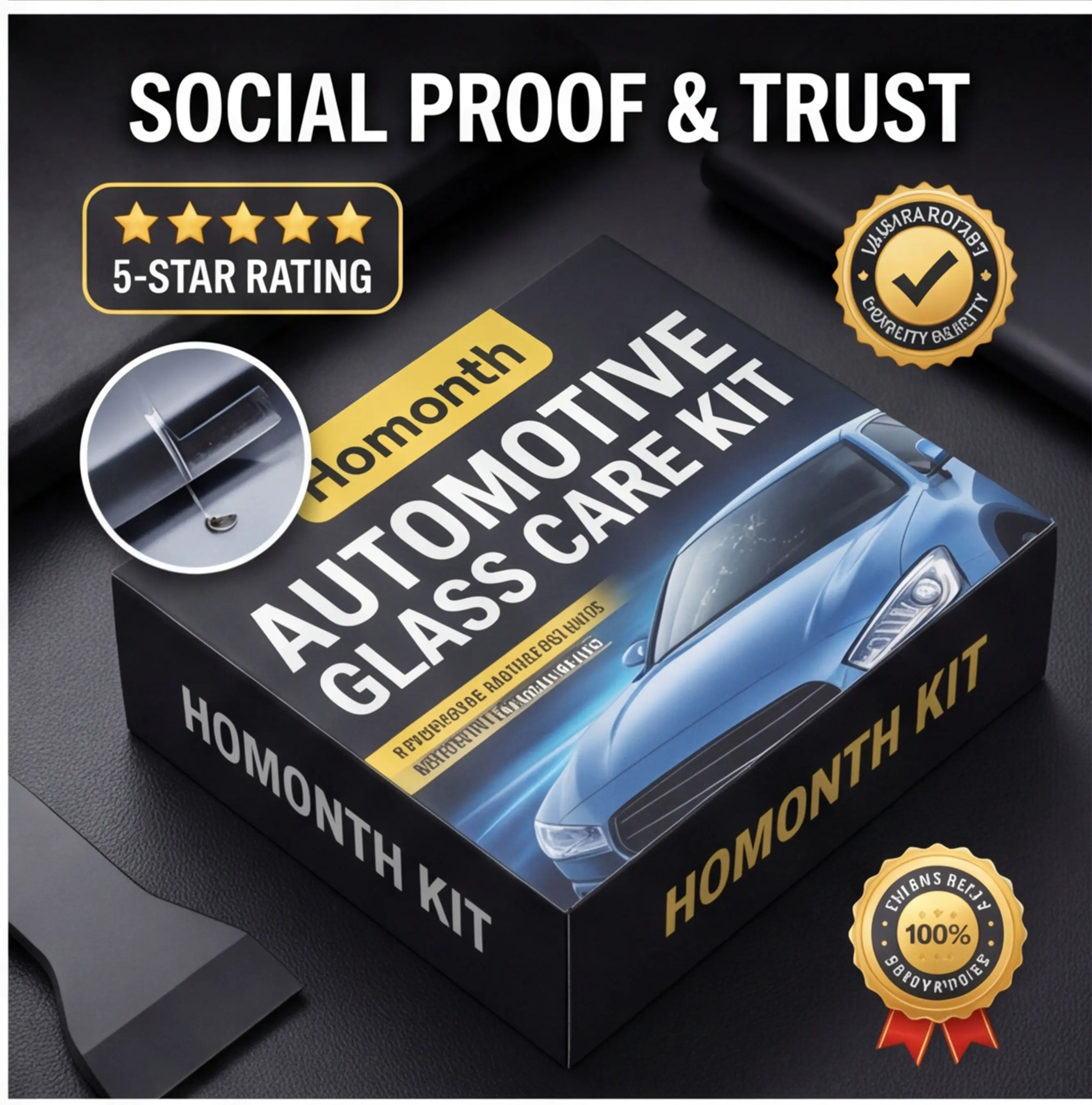 Automotive Headlight Restoration Fluid + Car Windshield Glass Repair Kit – UV Resin Solution Fixes Oxidized Yellowed Headlamps, Chips, Scratches, Bulls-Eyes & Cracks, Enhanced Crystallization Coating with UV Light Cure for DIY Auto Care