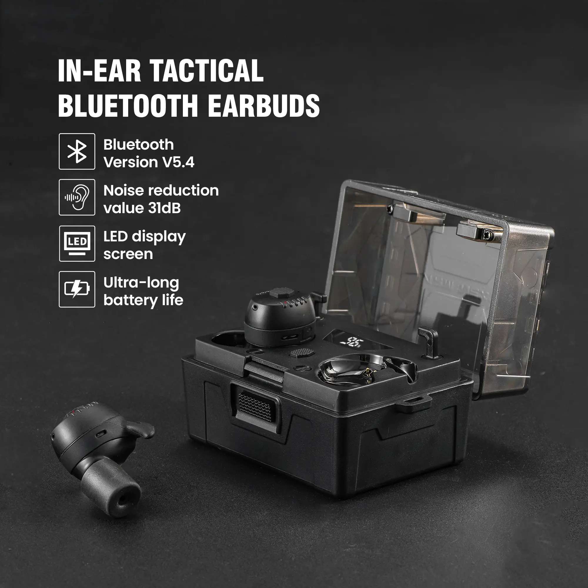 ARM NEXT FieldOps E30 Tactical Earbuds, Wireless Audio Outdoor Gadgets with 31dB Electronic Hearing Protection for Work, Shooting & Hunting, Headphone, Tactical Accessories, Cool Tech Gadgets