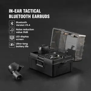 ARM NEXT FieldOps Tactical Headset Earbuds E30, Bluetooth 5.4 Wireless Hearing Protection with 31dB Noise Reduction, Sound Pickup, 6H Playtime, LED Display for Shooting, Hunting