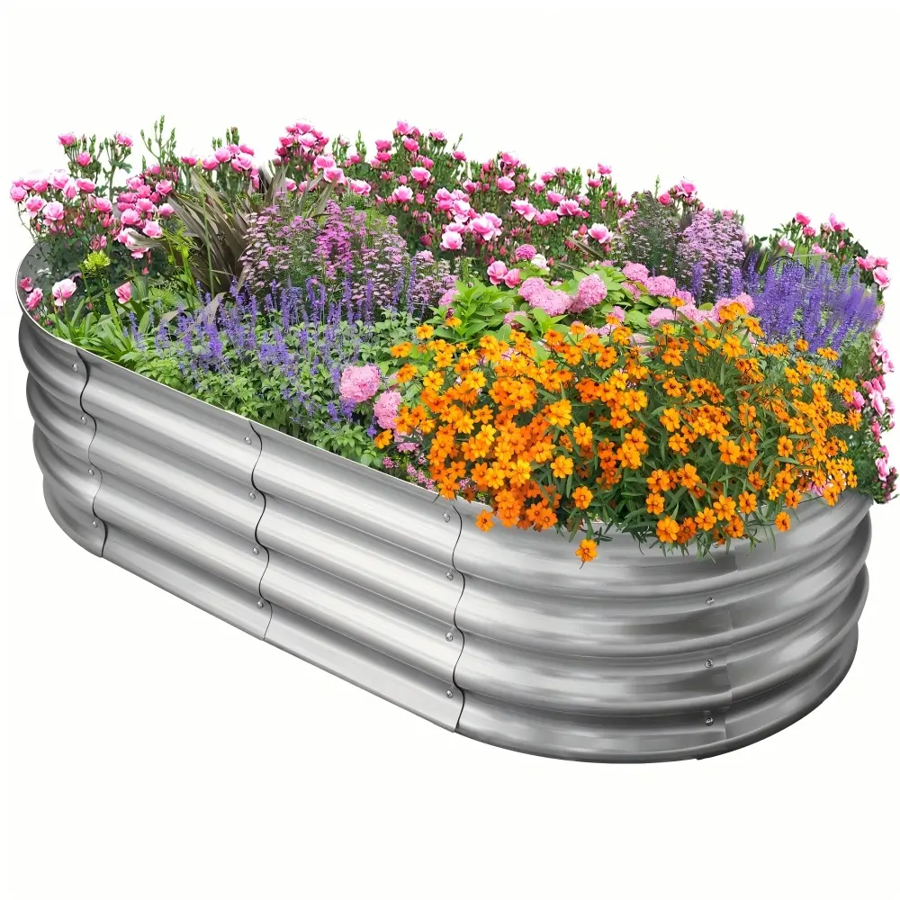 Galvanized Raised Garden Bed Kit, Galvanized Planter Garden Boxes Outdoor, Oval Large Metal for Vegetables…………