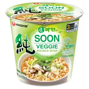 Nongshim Soon Veggie Cup – Vegan Mild Korean Ramen (6 Pack) | Plant-Based Noodles with Clean, Comforting Flavor