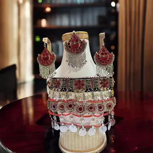 Traditional Ethnic-Inspired Afghan Bridal Crystal Jewelry Set - Rhinestone-Adorned Sparkly Set Including Necklace, Earrings and Tikka, Ethnic-Inspired Jewelry Sets