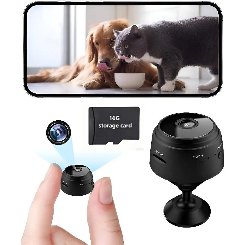 1080P HD WiFi Mini Spy Hidden Camera with Lens, Rechargeable Night Vision Surveillance, Remote Recording, 16G Memory Card, App-Controlled Wireless Security Camera for Indoor Home Monitoring