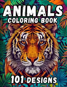 Animals Coloring Book - 101 Designs for Adults and Teens: Coloring for Relaxation and Mindfulness | Jungle, Forest, Farm, Pets