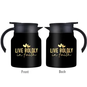 1pc/34oz/1000ml/Insulated Flask,Double Walled Insulated Coffee Pot,Stainless Steel Tea Kettle With Handle And Lid,LIVE BOLDLY in faith,Perfect For Family And Friend Gatherings,Father's Day Gifts,Mother's Day Gifts,Christmas Gifts