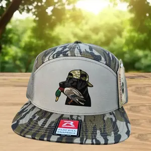 Black Lab Mallard Duck Embroidered Patch Camo Hat | Outdoor Waterfowl Hunting Snapback Cap