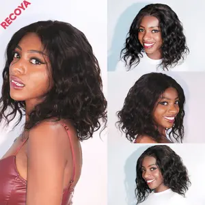 RECOYA Body Wave BOB Wig Vietnam Virgin 12A Human Hair 5X5 Gluless HD Transparent Lace Closure Wavy Wigs for Black Women Glueless Wear And Go Wigs Human Hair Pre Plucked Wavy Wig 200% Density Virgin Hair 14 Inch Glueless Body Wave Bob
