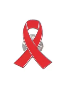Alloy Heart Ribbon Pin Badge, Hiv International Symbol, Aids Awareness Lapel Pin, Charity Event Decoration, Support Efforts