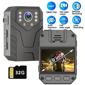 Mini Body Camera, Audio Video Recording, 1080P HD, Night Vision, 32B Card, for Security Guards,  Travel, Portable Wearable Spy Cam Hidden Camcorder