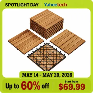 【Durable & Long-Lasting】Yaheetech 27/54/108 PCS Wood Flooring Tiles 12.5X12.5in Wood Plastic Interlocking Flooring Tiles for Outdoor & Indoor Patio Garden Deck Poolside summervibes