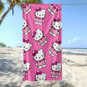 Sanrio Hello Kitty Beach Towel Soft Absorbent Fabric for Adults & Children Perfect for Beach Trips Poolside Relaxation & Sunny Day Outings