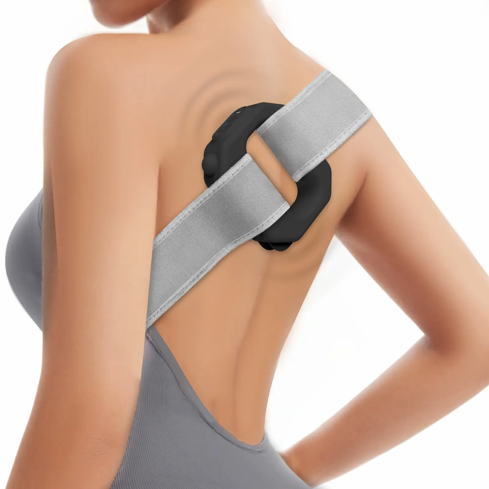ADDWIN Back Massager Hands-Free Portable Back Massager with Adjustable Speeds, Wireless Rechargeable, Black & Pink