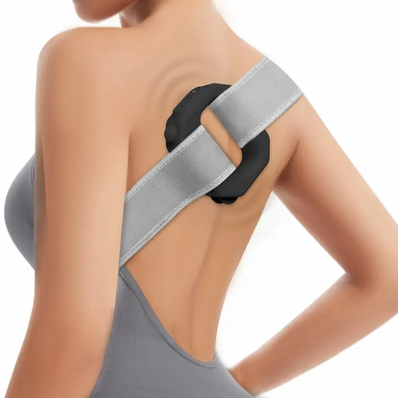ADDWIN Back Massager Hands-Free Portable Back Massager with Adjustable Speeds, Wireless Rechargeable, Black & Pink