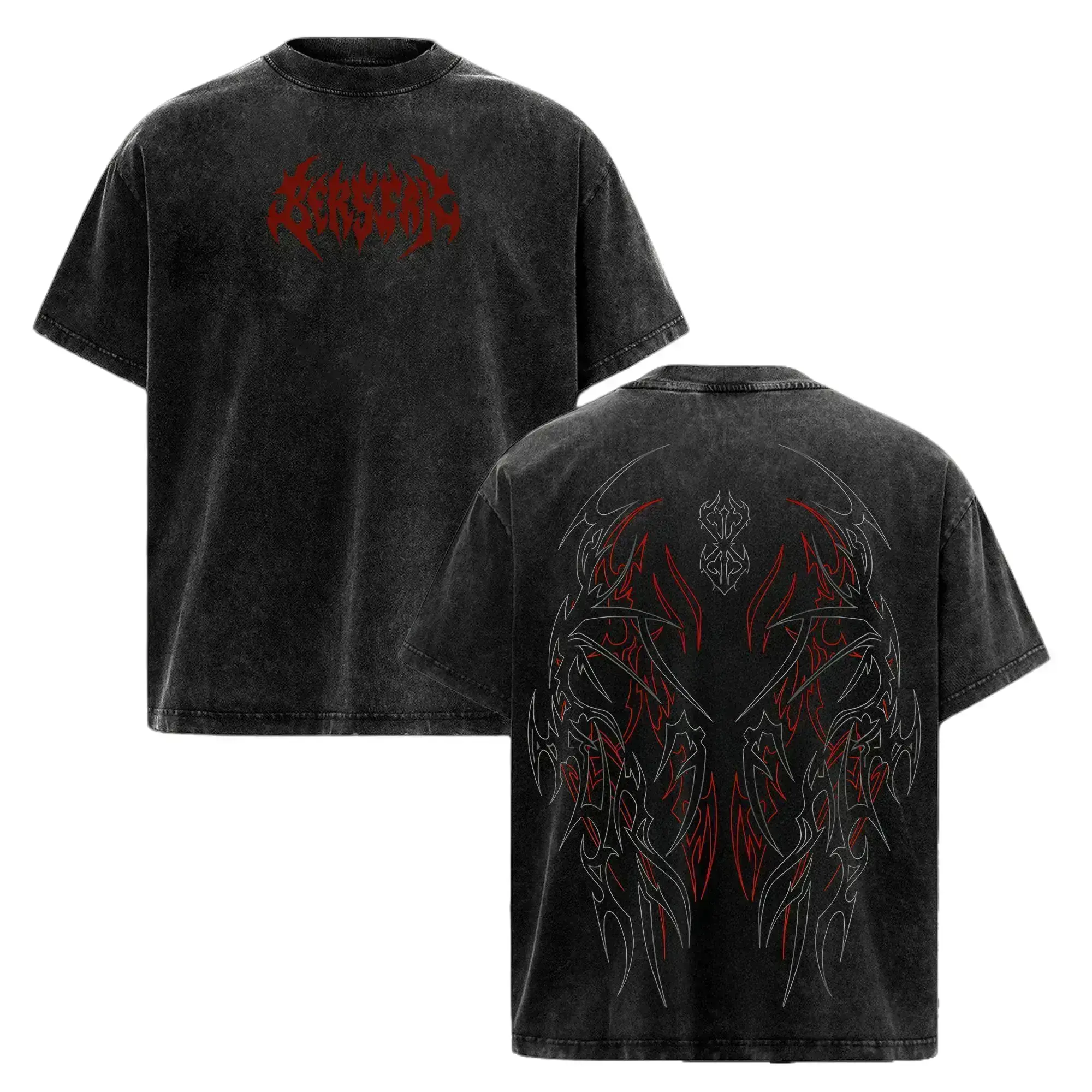 Vintage Washed Berserk Pump Cover Oversized Gym T-Shirt Heavy Cotton Dark Aesthetic Streetwear Workout Top Unisex Fitness Apparel Loose Fit Training Tee Anime Lifting Shirt Bodybuilding Clothing Casual Grunge Y2K Retro Muscle Top Everyday Wear Essentials