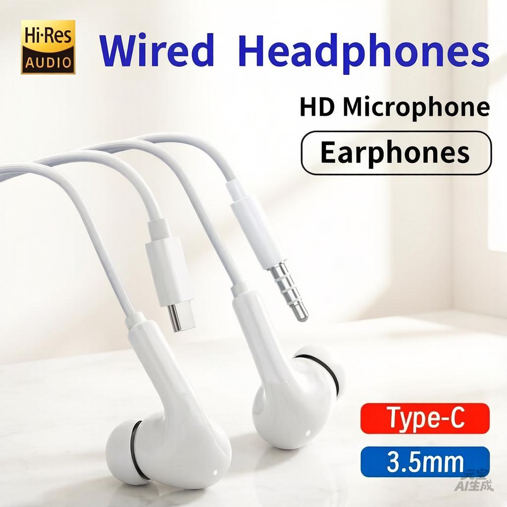 Upgrade Your Audio! Type-C 3.5mm Wired Earbuds with HiFi Stereo & Mic | Plug & Play