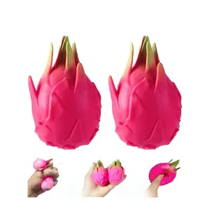 Two-pack of dragon fruit-shaped stress-relieving toys, 2026 new slow-rebound fingertip toys, realistic fruit-shaped adult stress-relieving balls, cute sensory fingertip toys, anti-anxiety desktop companion squeeze toys
