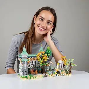 2988pcs Castle House Building Blocks Set, Building Block Model, Office Room Living Room Desktop Decoration, Halloween Christmas Thanksgiving New Year Birthday Gift, Building Kit