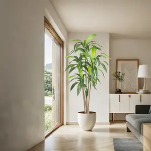 6FT Artificial Plants, 5 Trunks Tall Faux Greenery Tree, Modern Topiary Tree for Indoor Home & Outdoor Decor