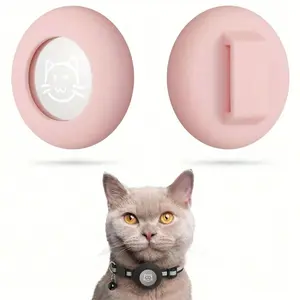 Soft Silicone Airtag Cat Collar Holder, Compatible with Apple Airtag, Fits Necklaces Up to 0.6 Inches, Small Pet Dog Accessory