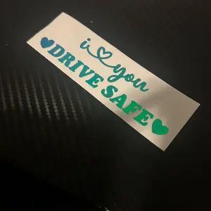 I Love You Drive Safe Decal - Teal Text with Heart Accents for Car