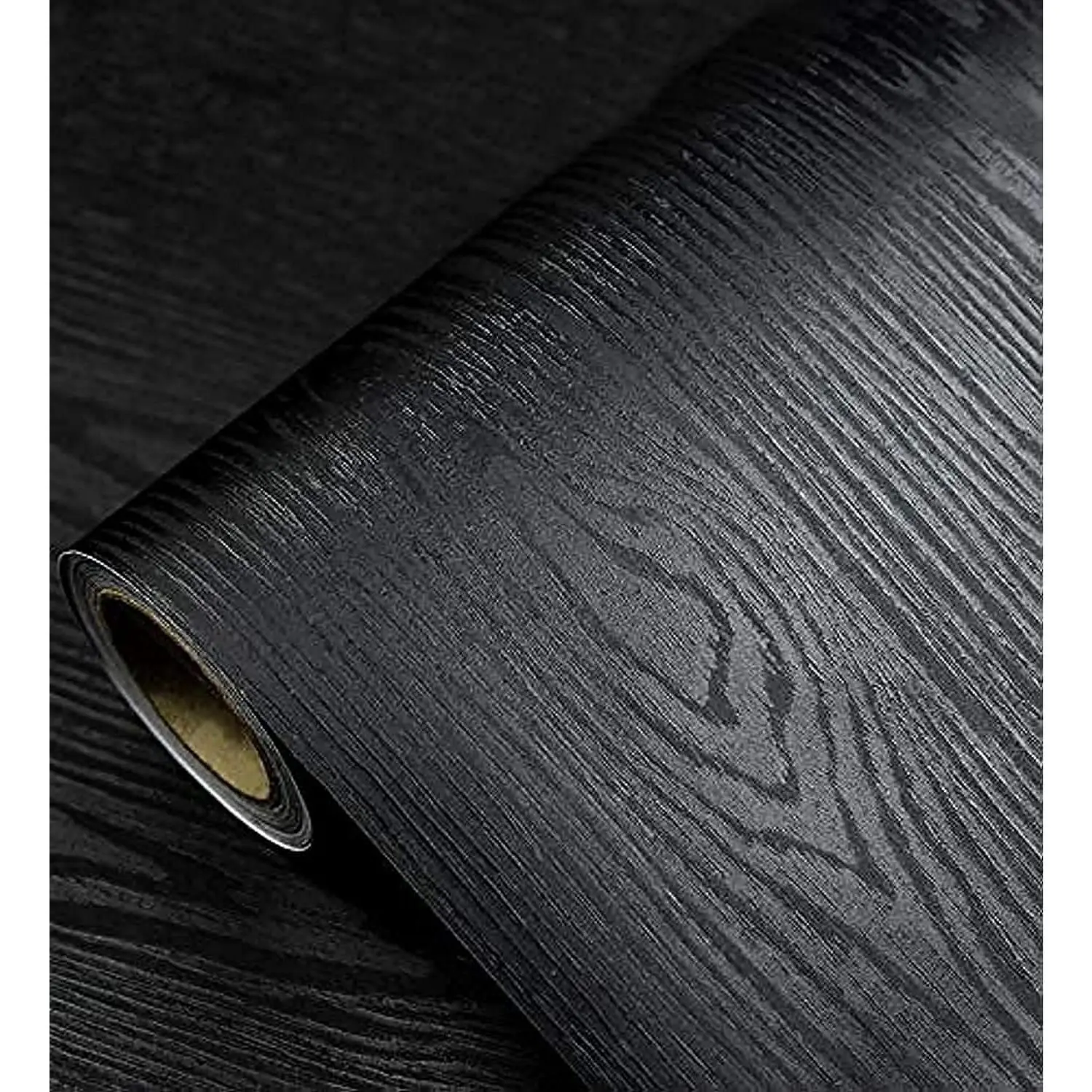 Black Peel and Stick Wood Grain Faux Wood Wallpaper - 17.7 x 118 in Self-Adhesive Removable Vinyl Wall Cover, Glue-Free Furniture Stickers for Interior Walls, Countertops, Room Decor, Matte Vinyl Furniture Stickers